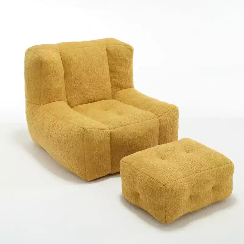 Poltrona Sacco Soffice per Adulti, Divano in Memory Foam Super Morbido con Pouf, Comoda Poltrona Sacco Moderna da Interno per Soggiorno o Camera da Letto