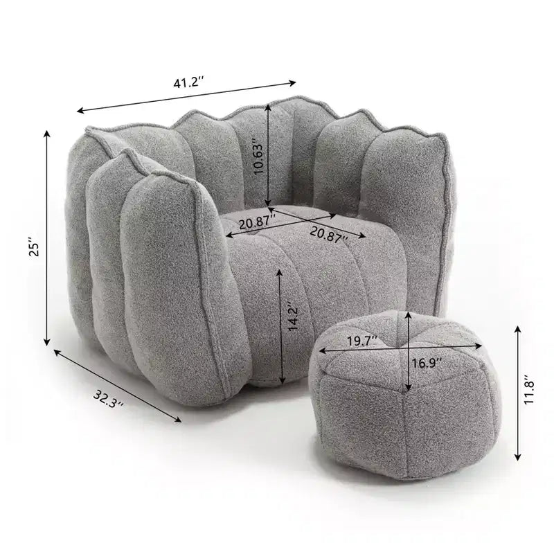 Pouf morbido con schiuma ad alta resilienza, divano pigro quadrato con poggiapiedi, fodera per adulti per giocare, leggere o guardare la TV