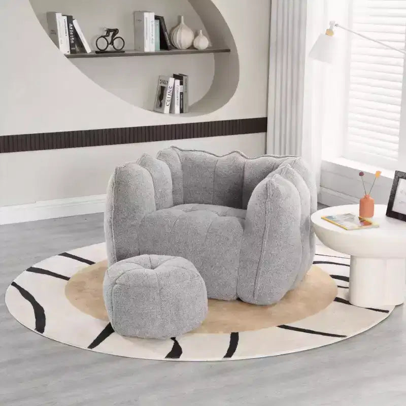Pouf morbido con schiuma ad alta resilienza, divano pigro quadrato con poggiapiedi, fodera per adulti per giocare, leggere o guardare la TV