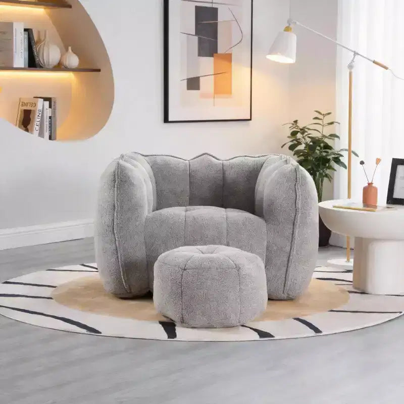 Pouf morbido con schiuma ad alta resilienza, divano pigro quadrato con poggiapiedi, fodera per adulti per giocare, leggere o guardare la TV