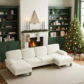 U-Shaped Combination Sofa Double Lounge Chair Chenille Fabric 4-Seat Living Room Furniture
