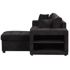 Divano letto estraibile componibile a L moderno 104.5 con 3 posti, chaise longue contenitore e 2 sgabelli per soggiorno