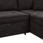 Divano letto estraibile componibile a L moderno 104.5 con 3 posti, chaise longue contenitore e 2 sgabelli per soggiorno
