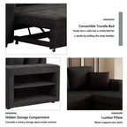 Divano letto estraibile componibile a L moderno 104.5 con 3 posti, chaise longue contenitore e 2 sgabelli per soggiorno