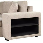 Divano letto estraibile componibile a L moderno 104.5 con 3 posti, chaise longue contenitore e 2 sgabelli per soggiorno