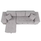 Divano letto estraibile componibile a L moderno 104.5 con 3 posti, chaise longue contenitore e 2 sgabelli per soggiorno