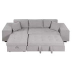 Divano letto estraibile componibile a L moderno 104.5 con 3 posti, chaise longue contenitore e 2 sgabelli per soggiorno