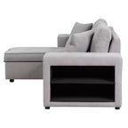 Divano letto estraibile componibile a L moderno 104.5 con 3 posti, chaise longue contenitore e 2 sgabelli per soggiorno