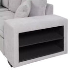 Divano letto estraibile componibile a L moderno 104.5 con 3 posti, chaise longue contenitore e 2 sgabelli per soggiorno
