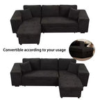 Divano letto estraibile componibile a L moderno 104.5 con 3 posti, chaise longue contenitore e 2 sgabelli per soggiorno