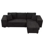 Divano letto estraibile componibile a L moderno 104.5 con 3 posti, chaise longue contenitore e 2 sgabelli per soggiorno