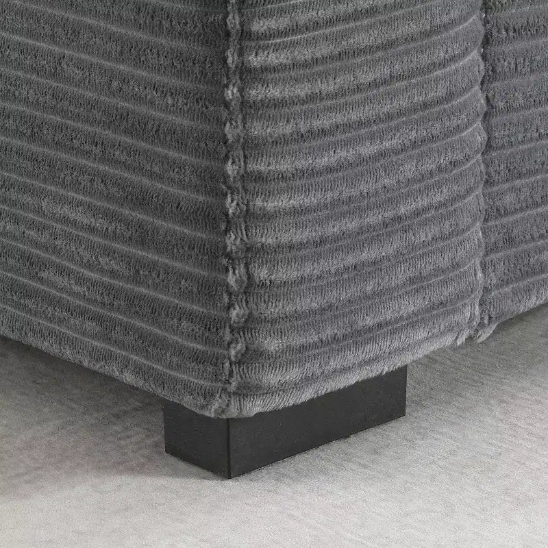 Divano sezionale a L convertibile 106, divano angolare in velluto a coste con bracciolo, portaoggetti, portabicchieri, caricatore USB, divano modulare oversize e confortevole