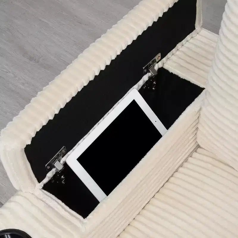Divano sezionale a L convertibile 106, divano angolare in velluto a coste con bracciolo, portaoggetti, portabicchieri, caricatore USB, divano modulare oversize e confortevole
