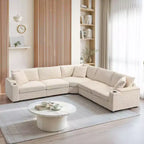 106 Convertible L Shaped Sectional Sofa Corduroy Corner Couch with Armrest Storage Cup Holders USB Charger Oversized Comfy Modular Sofa