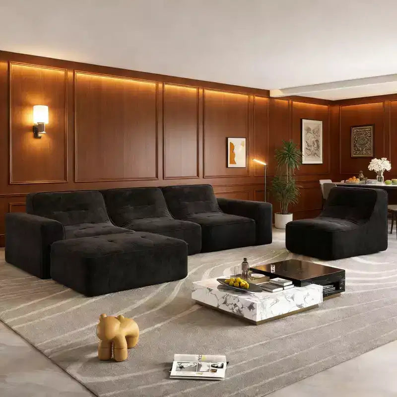 83,6 Divano componibile a 3 posti con design trapuntato, divano moderno in ciniglia scintillante, divano con seduta profonda per soggiorno, appartamento, ufficio, monolocale
