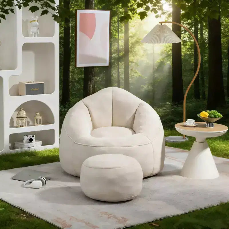 Sedia da divano a sacco Bedding, sedia a sacco con schiuma ad alta pressione, materiale per adulti con imbottitura in schiuma compressa, pouf a sacco con poggiapiedi