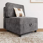 Divano Sezionale Modulare, Modulo Centrale con Contenitore, Schienale Regolabile in 11 Posizioni, Grigio 79P x 66L x 84A cm