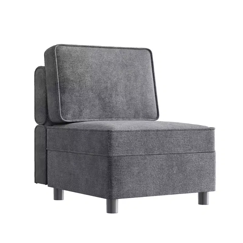 Divano Sezionale Modulare, Modulo Centrale con Contenitore, Schienale Regolabile in 11 Posizioni, Grigio 79P x 66L x 84A cm