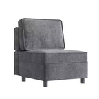 Divano Sezionale Modulare, Modulo Centrale con Contenitore, Schienale Regolabile in 11 Posizioni, Grigio 79P x 66L x 84A cm