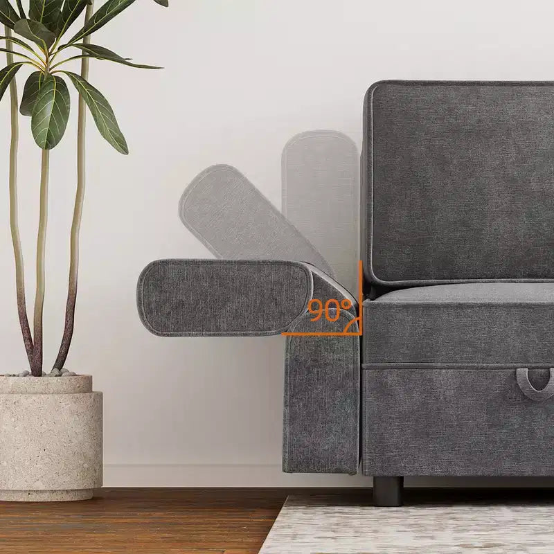 Divano Sezionale Modulare, Modulo Centrale con Contenitore, Schienale Regolabile in 11 Posizioni, Grigio 79P x 66L x 84A cm