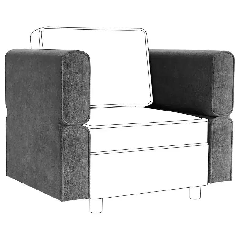 Divano Sezionale Modulare, Modulo Centrale con Contenitore, Schienale Regolabile in 11 Posizioni, Grigio 79P x 66L x 84A cm