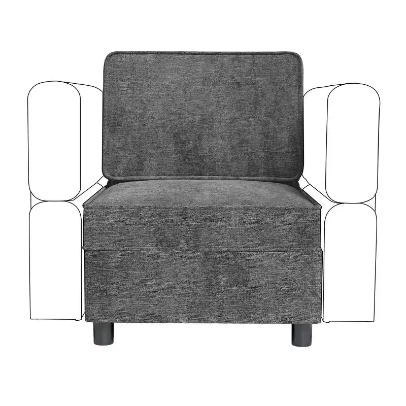 Divano Sezionale Modulare, Modulo Centrale con Contenitore, Schienale Regolabile in 11 Posizioni, Grigio 79P x 66L x 84A cm