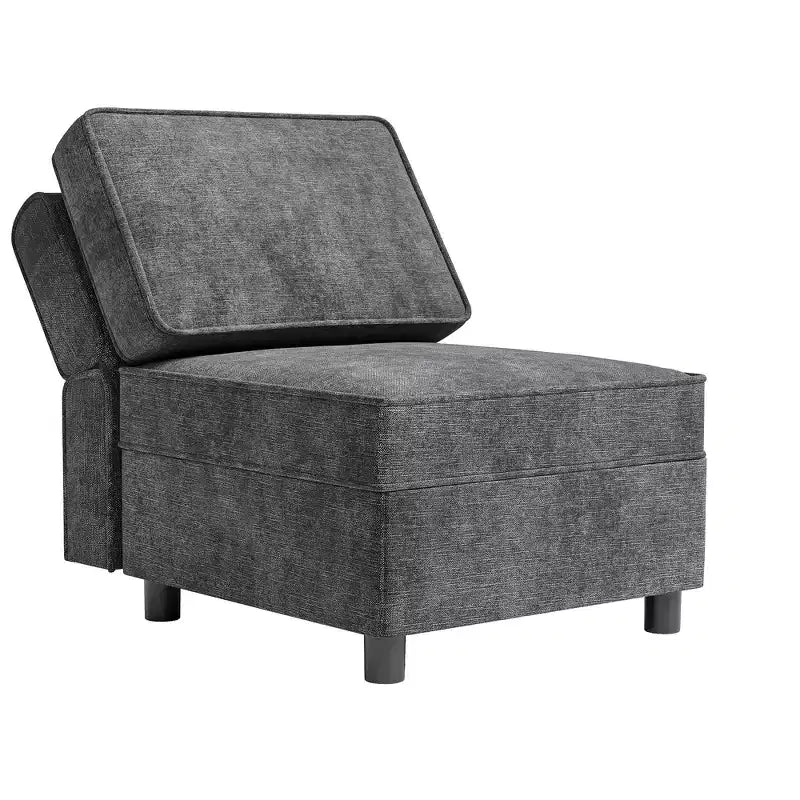 Divano Sezionale Modulare, Modulo Centrale con Contenitore, Schienale Regolabile in 11 Posizioni, Grigio 79P x 66L x 84A cm