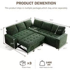 Divano componibile a L Dyonery con funzione letto, divano estraibile a 5 posti in ciniglia con USB e chaise longue contenitore