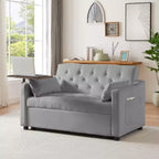 Sofa Bed, Futon Couches for Living Room with Side Pocket Adjustable Backrest Velvet Fabric Pull Out Couch Small Loveseat Sectional Sofa Bed