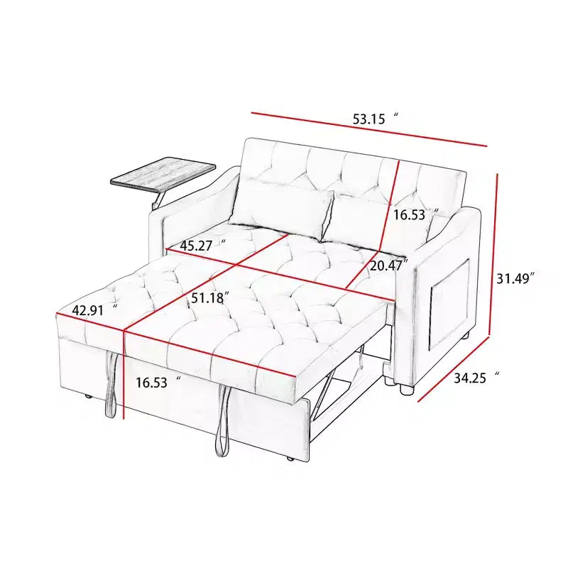 Divano letto, divani futon per soggiorno con tasca laterale, schienale regolabile, tessuto in velluto, divano letto estraibile, piccolo divano a due posti, divano letto componibile