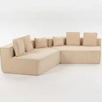 Divano Sezionale Modulare Whisen 132 in Tessuto Peluche Oversize, Divano Moderno Completamente in Schiuma con Sei Cuscini
