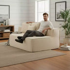Divano Sezionale Modulare Whisen 132 in Tessuto Peluche Oversize, Divano Moderno Completamente in Schiuma con Sei Cuscini
