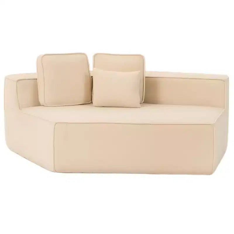 Divano Sezionale Modulare Whisen 132 in Tessuto Peluche Oversize, Divano Moderno Completamente in Schiuma con Sei Cuscini