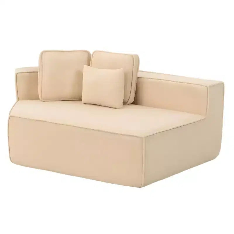 Divano Sezionale Modulare Whisen 132 in Tessuto Peluche Oversize, Divano Moderno Completamente in Schiuma con Sei Cuscini