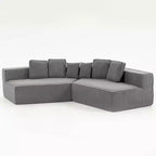 Divano Sezionale Modulare Whisen 132 in Tessuto Peluche Oversize, Divano Moderno Completamente in Schiuma con Sei Cuscini