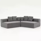 Divano Sezionale Modulare Whisen 132 in Tessuto Peluche Oversize, Divano Moderno Completamente in Schiuma con Sei Cuscini