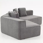 Divano Sezionale Modulare Whisen 132 in Tessuto Peluche Oversize, Divano Moderno Completamente in Schiuma con Sei Cuscini