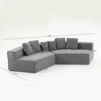 Divano Sezionale Modulare Whisen 132 in Tessuto Peluche Oversize, Divano Moderno Completamente in Schiuma con Sei Cuscini