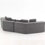 Divano Sezionale Modulare Whisen 132 in Tessuto Peluche Oversize, Divano Moderno Completamente in Schiuma con Sei Cuscini