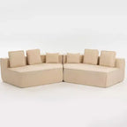 Divano Sezionale Modulare Whisen 132 in Tessuto Peluche Oversize, Divano Moderno Completamente in Schiuma con Sei Cuscini