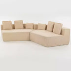 Divano Sezionale Modulare Whisen 132 in Tessuto Peluche Oversize, Divano Moderno Completamente in Schiuma con Sei Cuscini