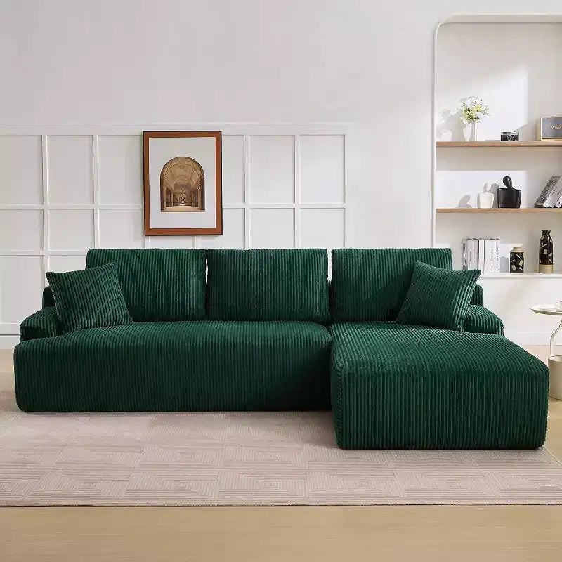 Divano componibile a L Cloud da 96 pollici con chaise longue, divano in velluto a coste senza struttura con seduta profonda, divano moderno modulare imbottito, nessun assemblaggio richiesto
