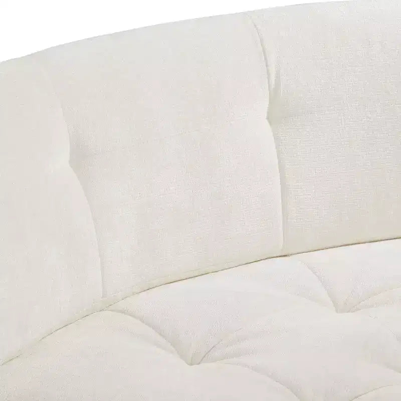 Divano Sezionale Moderno a L Whisen 119'', Divano Curvo Minimalista con Braccioli, Orientamento a Destra, Design Trapuntato, Nessun Montaggio Richiesto