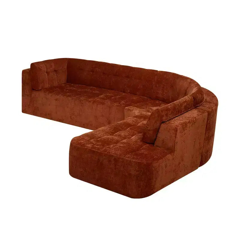 Divano Sezionale Moderno a L Whisen 119'', Divano Curvo Minimalista con Braccioli, Orientamento a Destra, Design Trapuntato, Nessun Montaggio Richiesto
