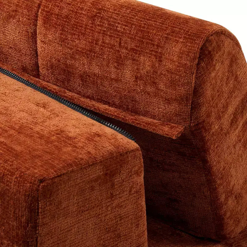 Divano Sezionale Moderno a L Whisen 119'', Divano Curvo Minimalista con Braccioli, Orientamento a Destra, Design Trapuntato, Nessun Montaggio Richiesto