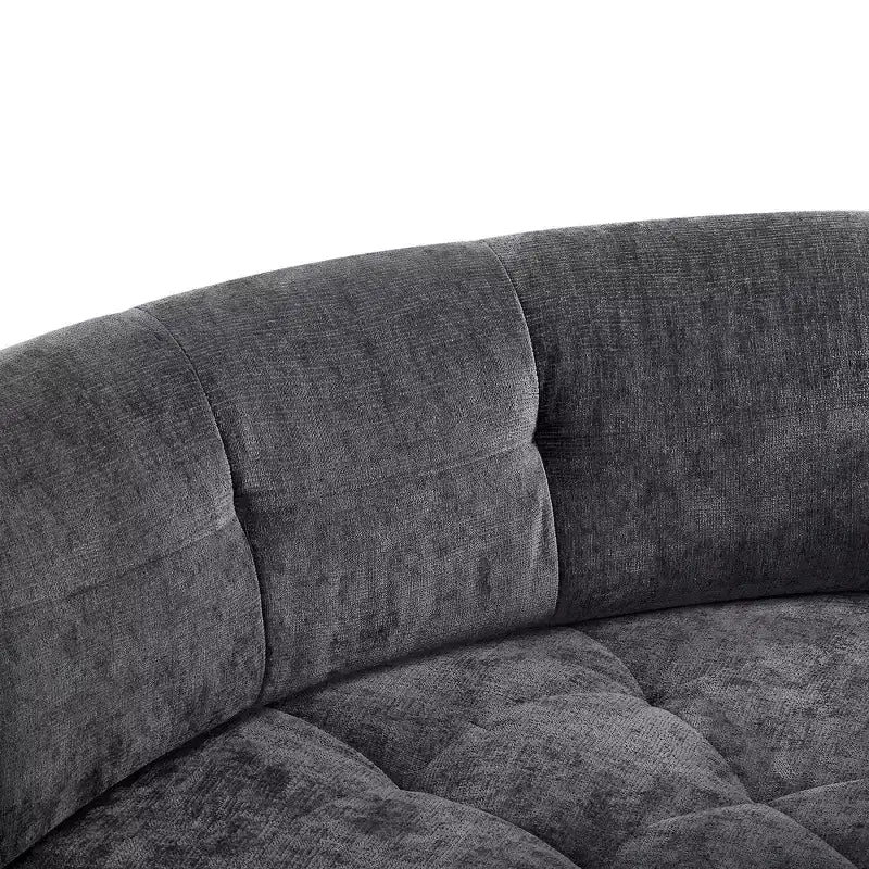 Divano Sezionale Moderno a L Whisen 119'', Divano Curvo Minimalista con Braccioli, Orientamento a Destra, Design Trapuntato, Nessun Montaggio Richiesto