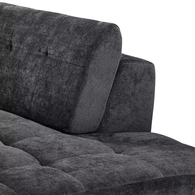 Divano Sezionale Moderno a L Whisen 119'', Divano Curvo Minimalista con Braccioli, Orientamento a Destra, Design Trapuntato, Nessun Montaggio Richiesto