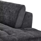 Divano Sezionale Moderno a L Whisen 119'', Divano Curvo Minimalista con Braccioli, Orientamento a Destra, Design Trapuntato, Nessun Montaggio Richiesto