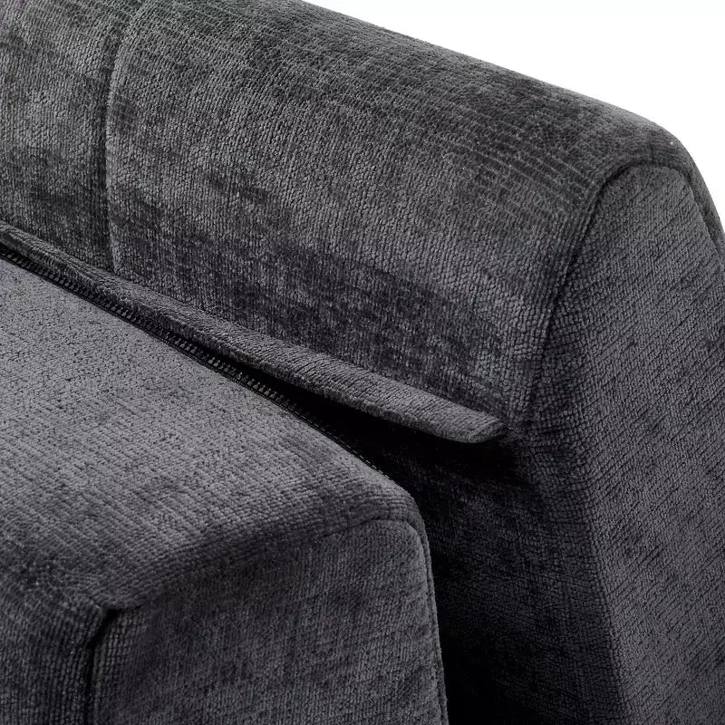 Divano Sezionale Moderno a L Whisen 119'', Divano Curvo Minimalista con Braccioli, Orientamento a Destra, Design Trapuntato, Nessun Montaggio Richiesto