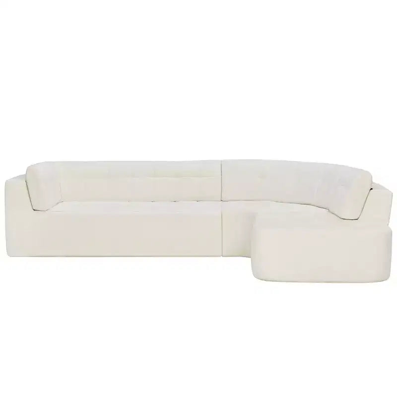 Divano Sezionale Moderno a L Whisen 119'', Divano Curvo Minimalista con Braccioli, Orientamento a Destra, Design Trapuntato, Nessun Montaggio Richiesto